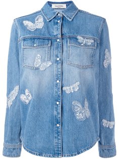 butterfly appliqué denim jacket Valentino