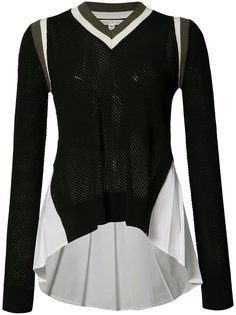 ruffled side mesh top Veronica Beard