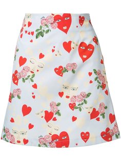 hearts print A-line skirt Vivetta