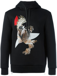 owl print hoodie Neil Barrett