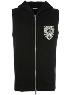 sleeveless chest patch hoodie Balmain