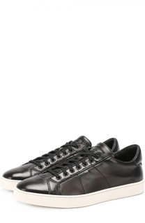 Кожаные кеды на шнуровке Santoni