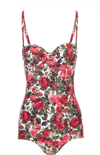 Слитный купальник с открытой спиной и цветочным принтом Dolce &amp; Gabbana