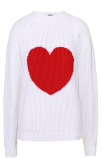 Пуловер прямого кроя с контрастным принтом в виде сердца MSGM