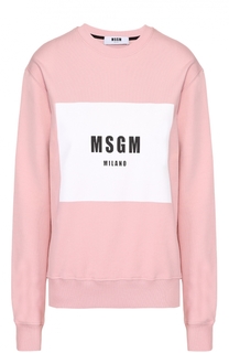 Хлопковый свитшот с контрастным логотипом бренда MSGM