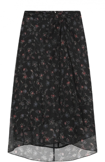 Шелковая юбка-миди с цветочным принтом и драпировкой Isabel Marant