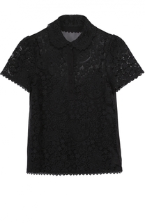 Кружевной топ прямого кроя с отложным воротником REDVALENTINO