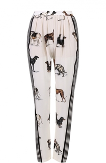 Шелковые брюки с защипами и принтом в виде собак Stella McCartney