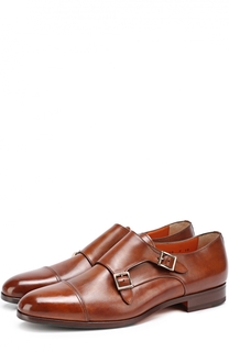 Кожаные монки с двумя пряжками Santoni