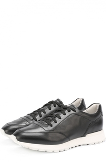 Кожаные кроссовки на шнуровке Santoni