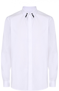 Хлопковая сорочка с контрастной вышивкой на воротнике Givenchy