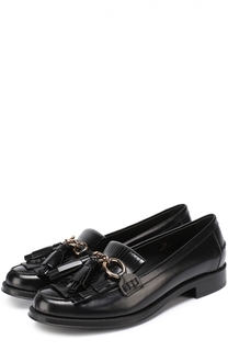 Кожаные лоферы с бахромой и декорированной пряжкой Tod’s Tods