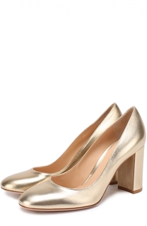 Туфли Linda из металлизированной кожи на устойчивом каблуке Gianvito Rossi