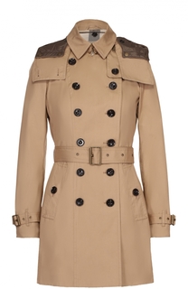 Двубортный укороченный тренч с поясом и подстежкой Burberry