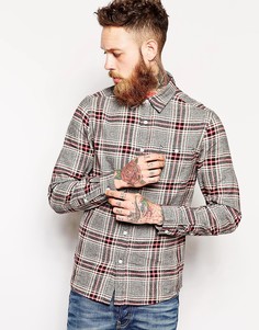 Рубашка с длинными рукавами в серую меланжeвую клетку ASOS - Серый
