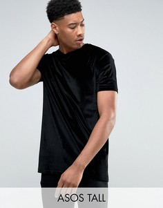 Удлиненная черная бархатная футболка ASOS TALL - Черный