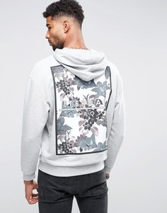 Серое худи с цветочным принтом на спине ASOS - Серый
