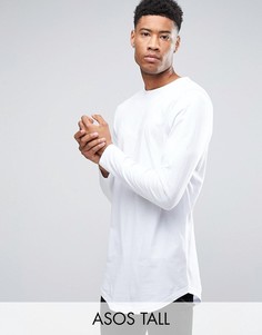 Супердлинный лонгслив с закругленным краем ASOS TALL - Белый