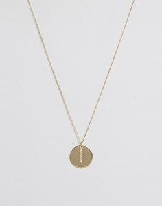 Ожерелье с круглой подвеской и отделкой камнями - Золотой Orelia