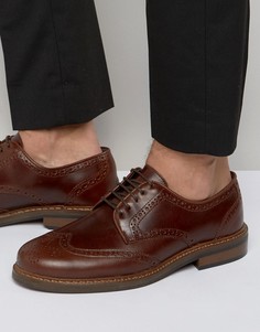 Коричневые кожаные броги ASOS - Коричневый