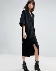 Джинсовое платье-кимоно на пуговицах ASOS WHITE - Черный