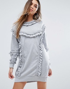 Трикотажное платье с рюшами Missguided - Серый