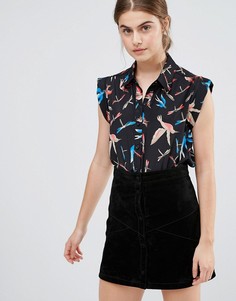 Блузка с принтом птиц Jasmine - Черный