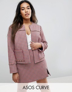 Укороченная куртка от костюма в мелкую клетку ASOS CURVE - Мульти