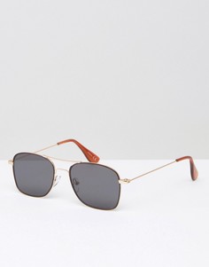 Квадратные солнцезащитные очки с плоскими стеклами ASOS - Коричневый