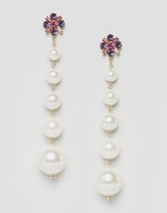 Серьги с искусственным жемчугом ASOS - Кремовый