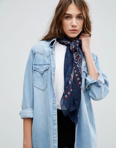 Темно-синий квадратный шарф с бандановым принтом ASOS - Синий