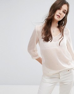 Топ с V-образным вырезом и рукавами 3/4 Vila - Розовый