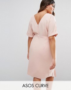 Платье с разрезом спереди ASOS CURVE - Розовый