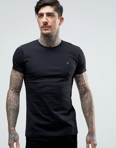 Черная узкая футболка с логотипом Farah Farris - Черный