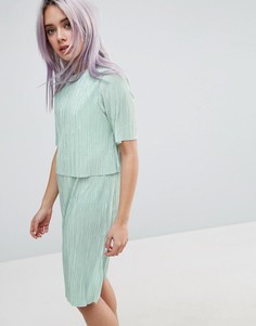 Двухслойное плиссированное платье‑футболка ASOS - Синий