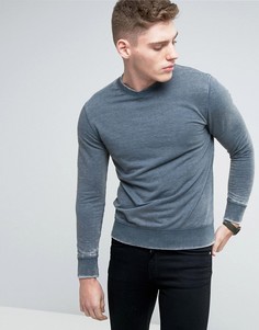 Свитер с круглым вырезом и выжженым узором Brooklyn Supply Co - Темно-синий