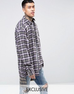Фланелевая oversize-рубашка с удлиненной кромкой-вставкой Reclaimed Vintage - Фиолетовый