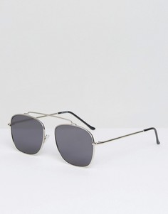 Серебристые солнцезащитные очки-авиаторы с черными стеклами Spitfire Beta - Серебряный