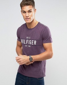 Меланжевая футболка классического кроя с логотипом Tommy Hilfiger Kevin - Фиолетовый