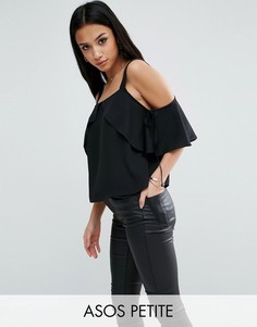 Топ с широкими бретельками и завязками ASOS PETITE - Черный