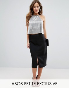 Юбка-карандаш с разрезом спереди ASOS PETITE - Черный