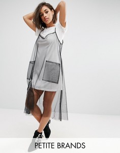 Тюлевое платье-комбинация 2-в-1 Boohoo Petite - Белый