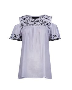 блузка с контрастной вышивкой La Reine Blanche