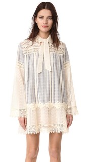 Кружевное платье с вышивкой Strip Anna Sui