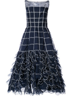 расклешенное платье с цветочной вышивкой Carolina Herrera