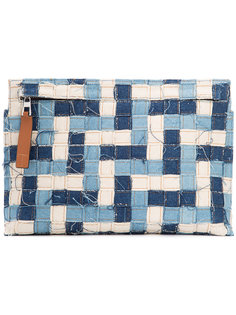 denim patchwork clutch Loewe