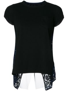 кружевная футболка с открытой спиной Sacai