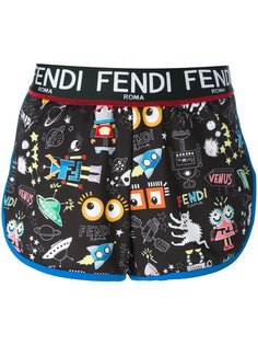 шорты с комбинированным принтом Fendi