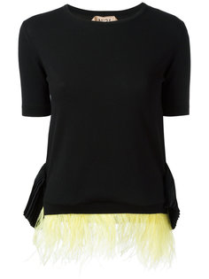 feathered hem T-shirt Nº21