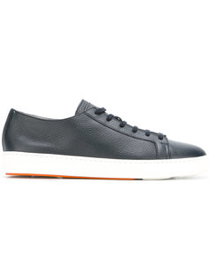 grained lace up trainers   Santoni